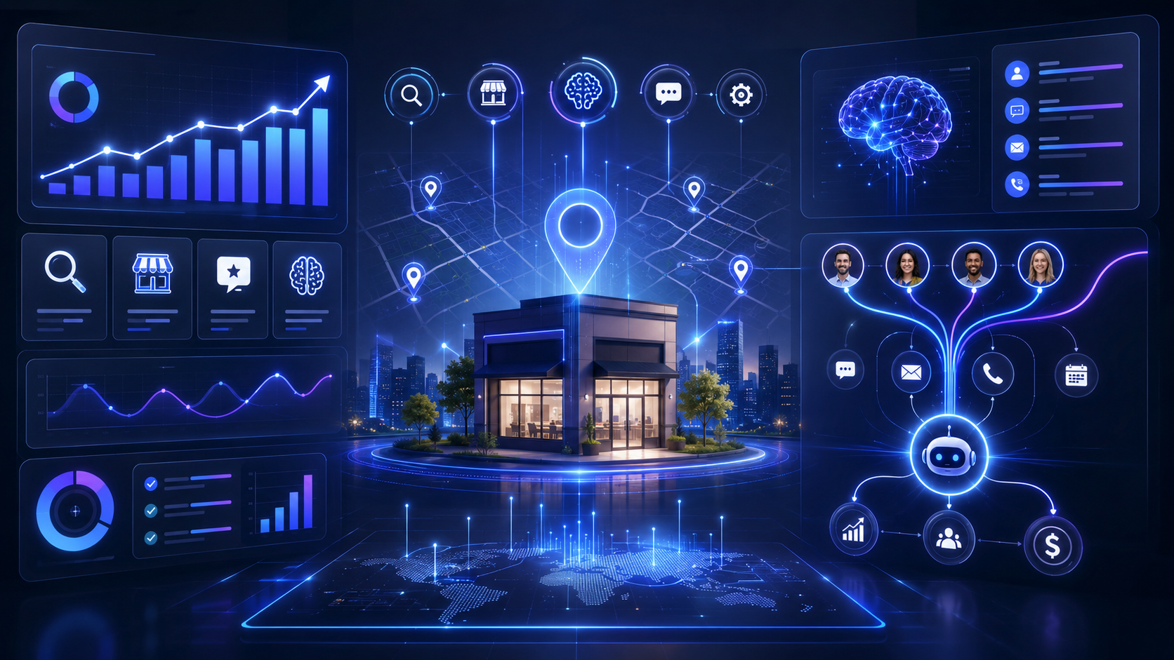 AI-powered business growth dashboard and local visibility tools