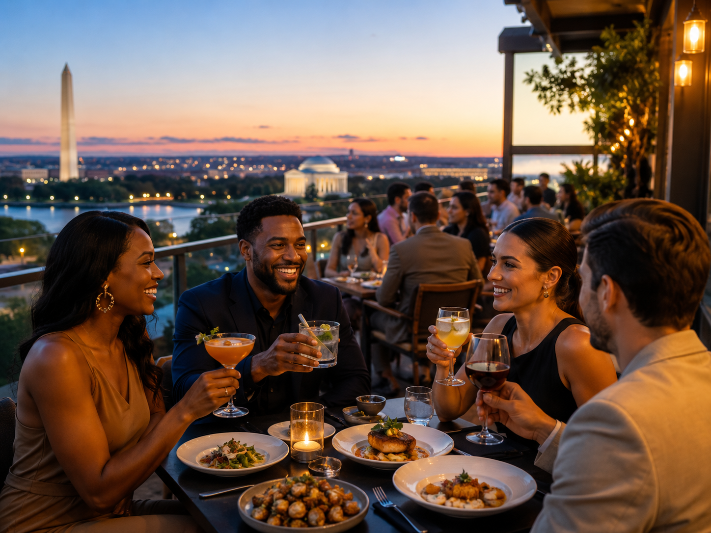 Signature dishes and cocktails at a top DMV rooftop restaurant
