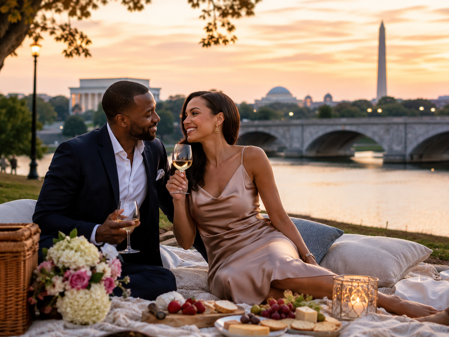 Romantic picnic by the water in Washington DC